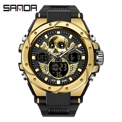 SANDA skaitmeninis LED laikrodis vyriškas karinis sportinis kvarcinis rankinis laikrodis aukščiausios markės prabangus chronometras, vandeniui atsparus vyriškas elektroninis laikrodis 6087