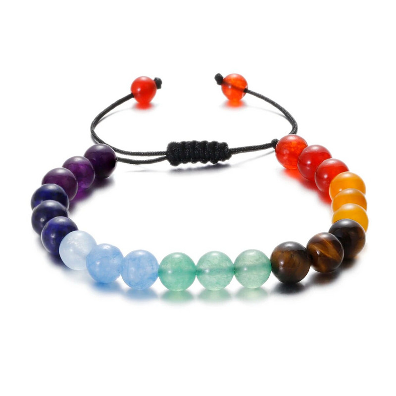 Brățară cu 7 chakre Bărbați Femei Pietra hematită naturală Bijuterii vindecătoare Mandala Yoga Brățară meditație Cadou