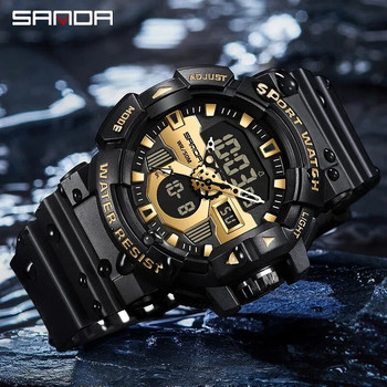 SANDA Цифров часовник мъжки военен спортен оригинален кварцов ръчен часовник Топ марка луксозен LED водоустойчив мъжки електронен часовник 3129