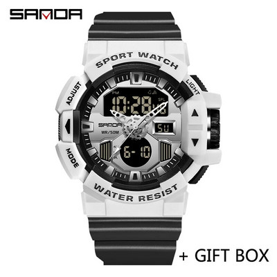 SANDA ceas digital pentru bărbați, sport militar, ceas de mână cu cuarț original, ceas electronic pentru bărbați, cu LED-uri de lux, de marcă de top, 3129
