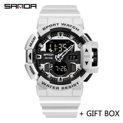 SANDA ceas digital pentru bărbați, sport militar, ceas de mână cu cuarț original, ceas electronic pentru bărbați, cu LED-uri de lux, de marcă de top, 3129