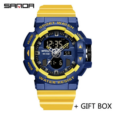SANDA ceas digital pentru bărbați, sport militar, ceas de mână cu cuarț original, ceas electronic pentru bărbați, cu LED-uri de lux, de marcă de top, 3129