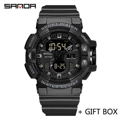SANDA ceas digital pentru bărbați, sport militar, ceas de mână cu cuarț original, ceas electronic pentru bărbați, cu LED-uri de lux, de marcă de top, 3129