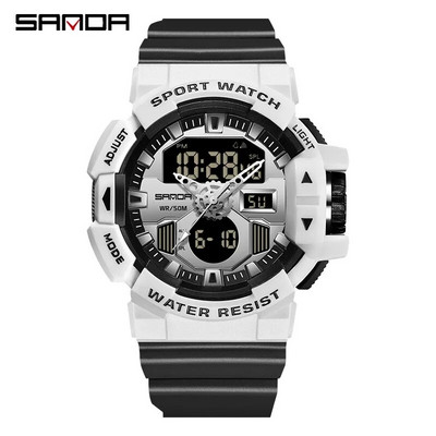 SANDA ceas digital pentru bărbați, sport militar, ceas de mână cu cuarț original, ceas electronic pentru bărbați, cu LED-uri de lux, de marcă de top, 3129