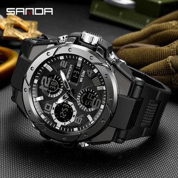 SANDA Цифров LED часовник Мъжки военен спортен кварцов ръчен часовник Топ марка луксозен хронометър Водоустойчив мъжки електронен часовник 6008