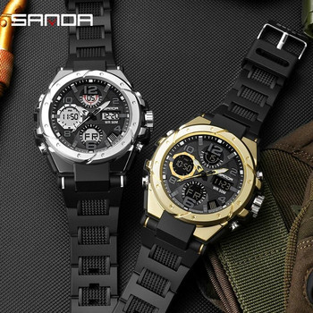 SANDA Ψηφιακό ρολόι LED Ανδρικό ρολόι χειρός Military Sport Quartz Κορυφαία μάρκα Πολυτελές χρονόμετρο αδιάβροχο ανδρικό ηλεκτρονικό ρολόι 6008
