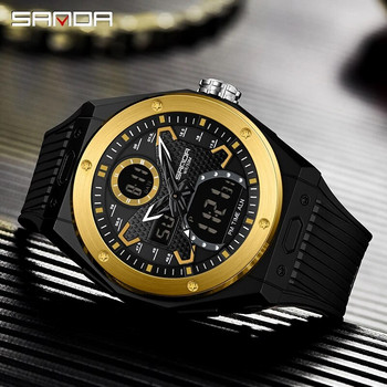 SANDA Спортен мъжки часовник Моден кварцов часовник 2 Time Водоустойчив военен електронен LED ръчен часовник за мъже Мъжки часовник Reloj Hombre