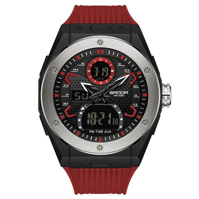 SANDA Sport vyriškas laikrodis Madingas kvarcinis laikrodis 2Time vandeniui atsparus karinis elektroninis LED rankinis laikrodis vyrams Vyriškas laikrodis Reloj Hombre