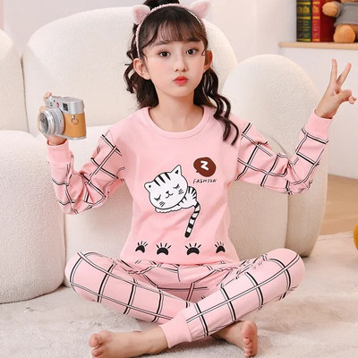 Pijamale de Crăciun pentru copii Set de îmbrăcăminte de iarnă pentru băieți, fete, topuri cu gâtul în formă de O + pantaloni lungi, pijamale pentru copii, pijamale din desene animate pentru copii