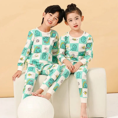Pijamale de Crăciun pentru copii Set de îmbrăcăminte de iarnă pentru băieți, fete, topuri cu gâtul în formă de O + pantaloni lungi, pijamale pentru copii, pijamale din desene animate pentru copii