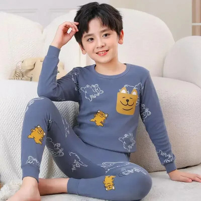 Pijamale de Crăciun pentru copii Set de îmbrăcăminte de iarnă pentru băieți, fete, topuri cu gâtul în formă de O + pantaloni lungi, pijamale pentru copii, pijamale din desene animate pentru copii
