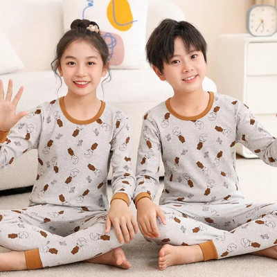 Pijamale de Crăciun pentru copii Set de îmbrăcăminte de iarnă pentru băieți, fete, topuri cu gâtul în formă de O + pantaloni lungi, pijamale pentru copii, pijamale din desene animate pentru copii