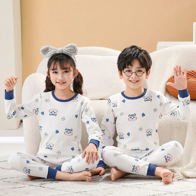 Pijamale de Crăciun pentru copii Set de îmbrăcăminte de iarnă pentru băieți, fete, topuri cu gâtul în formă de O + pantaloni lungi, pijamale pentru copii, pijamale din desene animate pentru copii