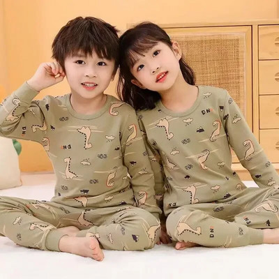 Pijamale de Crăciun pentru copii Set de îmbrăcăminte de iarnă pentru băieți, fete, topuri cu gâtul în formă de O + pantaloni lungi, pijamale pentru copii, pijamale din desene animate pentru copii