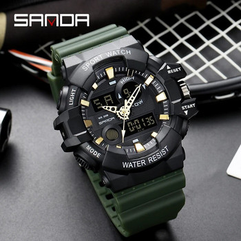 SANDA Топ марка луксозни спортни часовници за мъже Оригинален моден LED електронен цифров военен кварцов удароустойчив мъжки часовник