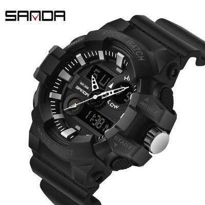 SANDA Топ марка луксозни спортни часовници за мъже Оригинален моден LED електронен цифров военен кварцов удароустойчив мъжки часовник