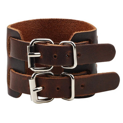 LETAPI New Fashion Punk Vintage Bratara larga din piele naturala pentru barbati maro negru bijuterii late din piele pulsera hombre