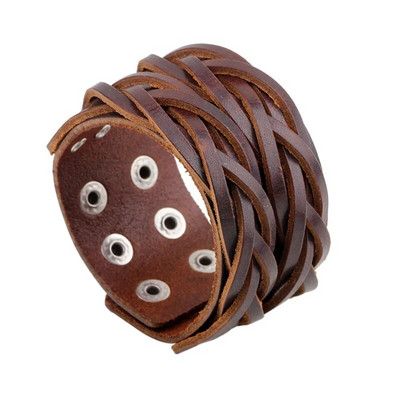 LETAPI New Fashion Punk Vintage Bratara larga din piele naturala pentru barbati maro negru bijuterii late din piele pulsera hombre