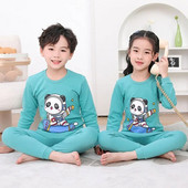 Set de pijamale pentru bebeluși, pijamale pentru copii, cu mânecă lungă, băiat, fată, desene animate, panda, top și pantaloni din bumbac, haine pentru copii