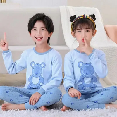 Set de pijamale pentru bebeluși, pijamale pentru copii, cu mânecă lungă, băiat, fată, desene animate, panda, top și pantaloni din bumbac, haine pentru copii