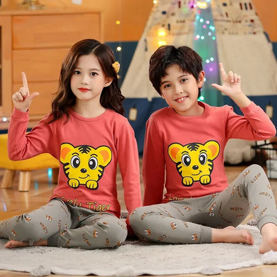 Set de pijamale pentru bebeluși, pijamale pentru copii, cu mânecă lungă, băiat, fată, desene animate, panda, top și pantaloni din bumbac, haine pentru copii
