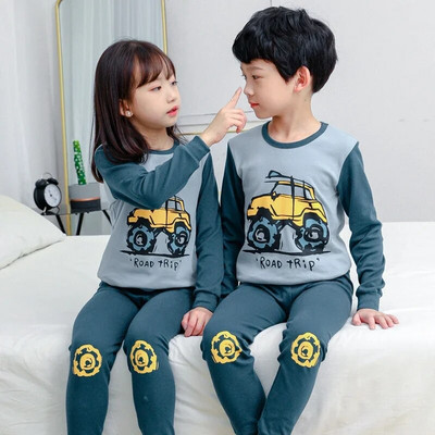 Set de pijamale pentru bebeluși, pijamale pentru copii, cu mânecă lungă, băiat, fată, desene animate, panda, top și pantaloni din bumbac, haine pentru copii