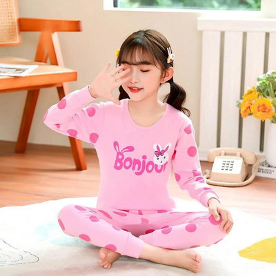 Set de pijamale pentru bebeluși, pijamale pentru copii, cu mânecă lungă, băiat, fată, desene animate, panda, top și pantaloni din bumbac, haine pentru copii