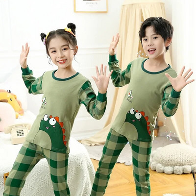 Set de pijamale pentru bebeluși, pijamale pentru copii, cu mânecă lungă, băiat, fată, desene animate, panda, top și pantaloni din bumbac, haine pentru copii