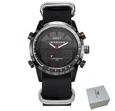 AMST Ceasuri Bărbați Ceas Quartz Analogic Digital Dual Display Curea din Nylon Ceas Sport Electronic de mână Relogio Masculino Ceas Bărbat
