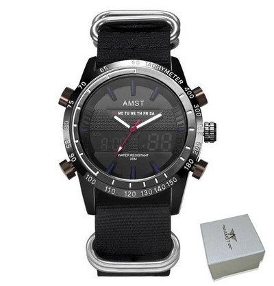 AMST Ceasuri Bărbați Ceas Quartz Analogic Digital Dual Display Curea din Nylon Ceas Sport Electronic de mână Relogio Masculino Ceas Bărbat
