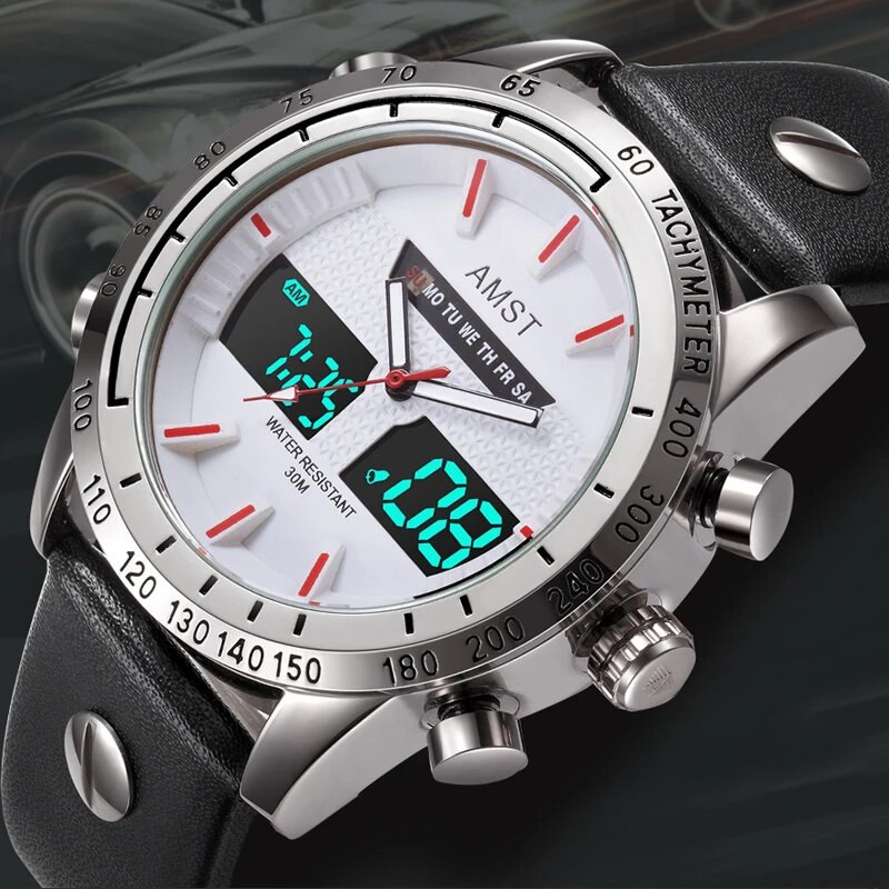 AMST Ceasuri Bărbați Ceas Quartz Analogic Digital Dual Display Curea din Nylon Ceas Sport Electronic de mână Relogio Masculino Ceas Bărbat