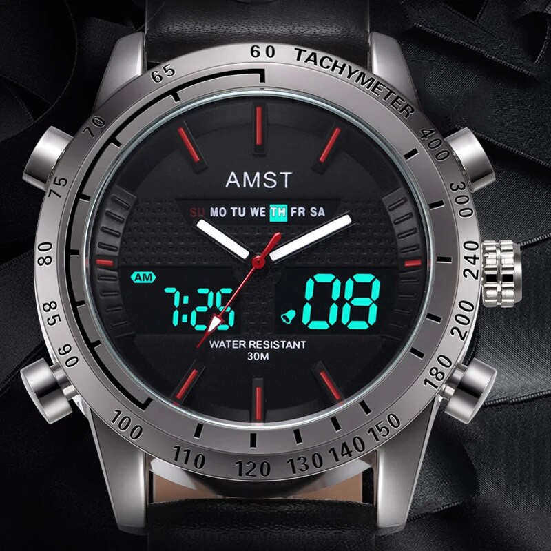 AMST Ceasuri Bărbați Ceas Quartz Analogic Digital Dual Display Curea din Nylon Ceas Sport Electronic de mână Relogio Masculino Ceas Bărbat