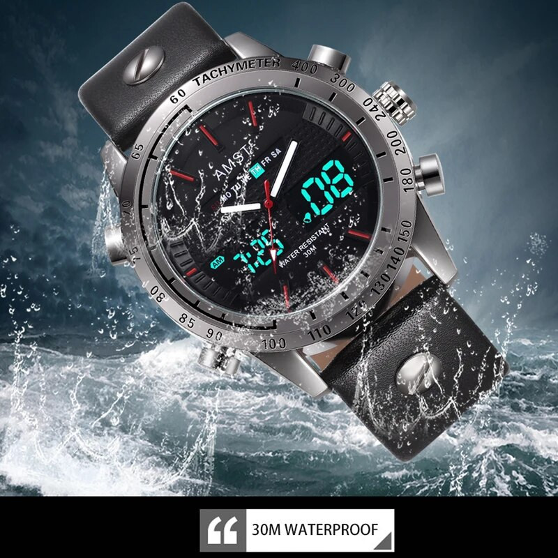 AMST Ceasuri Bărbați Ceas Quartz Analogic Digital Dual Display Curea din Nylon Ceas Sport Electronic de mână Relogio Masculino Ceas Bărbat