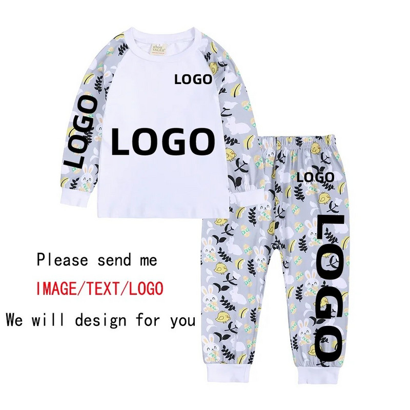 1–13 metų vaikams berniukams mergaitėms ilgomis rankovėmis Velykų dienos pižamų rinkiniai Patogūs, mielos širdelės, triušio formos spausdinti miegmaišiai, mieli naktiniai marškiniai