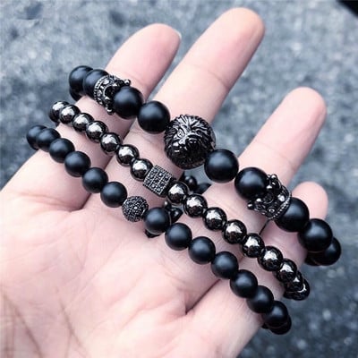 Nauji madingi vyriškų apyrankių rinkiniai Madingi rankų darbo klasikinių sruogų akmenų karoliukų apyrankė vyrams papuošalai Dovana Pulsera Hombre