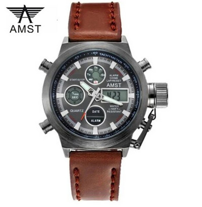 Nauji madingi vyriški kvarciniai dvigubo ekrano laikrodžiai Prabangūs nerūdijančio plieno elektroniniai, vandeniui atsparūs vyriški rankiniai laikrodžiai