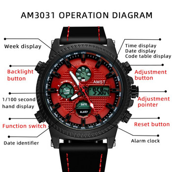Нови мъжки часовници AMST Луксозна топ марка Спортни електронни кварцови часовници Ежедневни военни водоустойчиви ръчни часовници Relogio Masculino