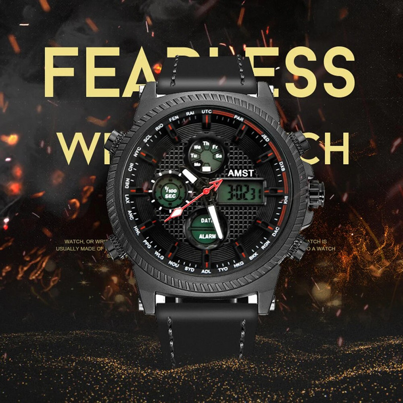 Nauji vyriški laikrodžiai AMST Prabangūs aukščiausios prekės ženklo sportiniai elektroniniai kvarciniai laikrodžiai, kasdieniai kariški vandeniui atsparūs rankiniai laikrodžiai Relogio Masculino