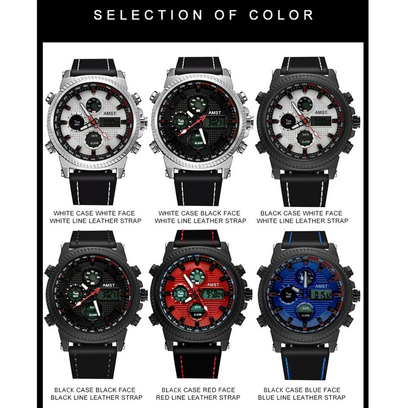 Nauji vyriški laikrodžiai AMST Prabangūs aukščiausios prekės ženklo sportiniai elektroniniai kvarciniai laikrodžiai, kasdieniai kariški vandeniui atsparūs rankiniai laikrodžiai Relogio Masculino