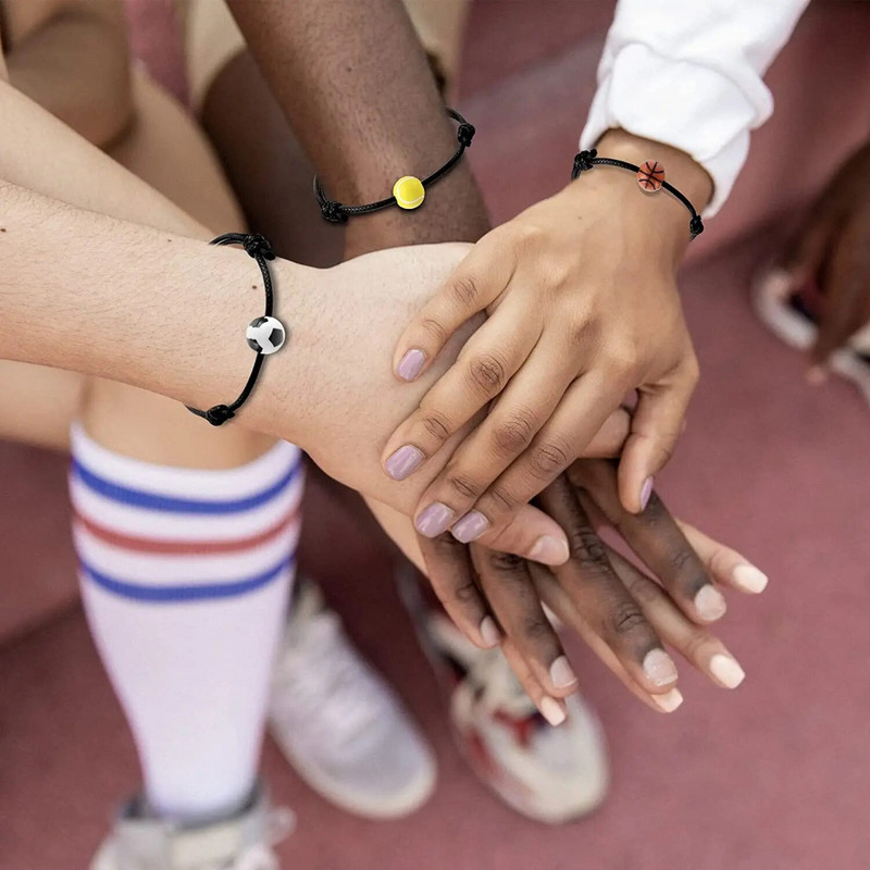 Sportinio stiliaus reguliuojamas įkvepiantis krepšinio futbolas regbis tinklinis, pintos virvės, kamuoliukų žavesio apyrankės vyrams, dovanos