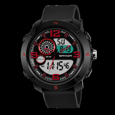 SANDA NAUJAS Sportiniai vyriški laikrodžiai Neperšlampami madingi elektroniniai sportiniai smūgiams atsparūs vyriški dviejų ekranų skaitmeniniai kariniai kvarciniai laikrodžiai