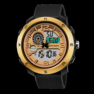 SANDA NAUJAS Sportiniai vyriški laikrodžiai Neperšlampami madingi elektroniniai sportiniai smūgiams atsparūs vyriški dviejų ekranų skaitmeniniai kariniai kvarciniai laikrodžiai