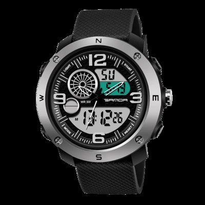 SANDA NAUJAS Sportiniai vyriški laikrodžiai Neperšlampami madingi elektroniniai sportiniai smūgiams atsparūs vyriški dviejų ekranų skaitmeniniai kariniai kvarciniai laikrodžiai