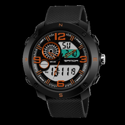 SANDA NAUJAS Sportiniai vyriški laikrodžiai Neperšlampami madingi elektroniniai sportiniai smūgiams atsparūs vyriški dviejų ekranų skaitmeniniai kariniai kvarciniai laikrodžiai