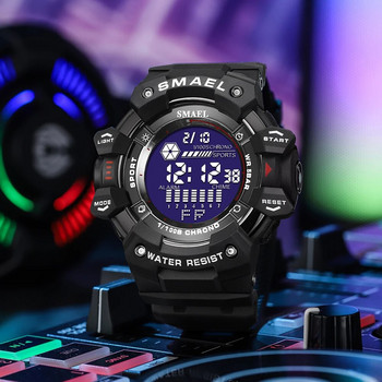 Марка SMAEL Мъжки спортен цифров часовник LED Военен Водоустойчив електронен часовник Мъжки ръчни часовници Модна силиконова каишка Мъжки часовник