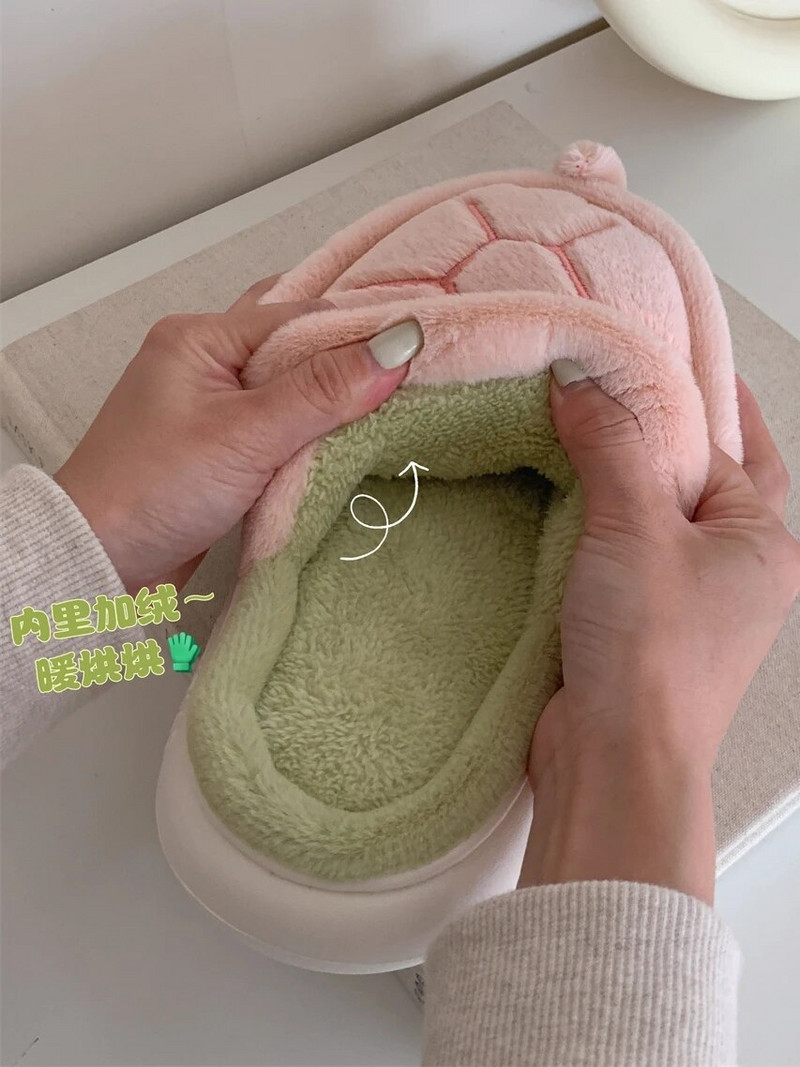 Mielas vėžlys Šiltas pliušinis Namų Šlepetės Vyriški Moteriški Batai Tėvams Vaikai Žieminiai Patogūs Berniukams Mergaitėms Kūdikių Šlepetės Vaikams