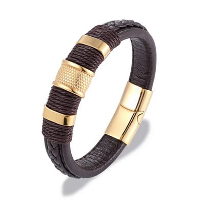 MKENDN Punk muška pletena narukvica od prave plave kože crna narukvica s magnetskom kopčom od nehrđajućeg čelika Pokloni Homme Pulseras