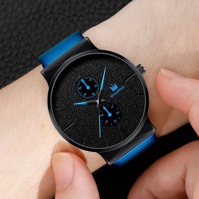 Ceasuri de lux pentru bărbați de modă, cadran, ceasuri sportive pentru afaceri, din piele, neagră, electronică, ceas pentru încheietura mâinii, cadou casual
