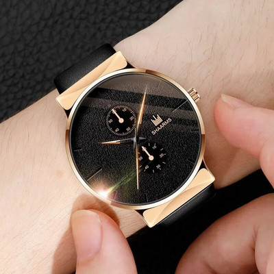 Ceasuri de lux pentru bărbați de modă, cadran, ceasuri sportive pentru afaceri, din piele, neagră, electronică, ceas pentru încheietura mâinii, cadou casual