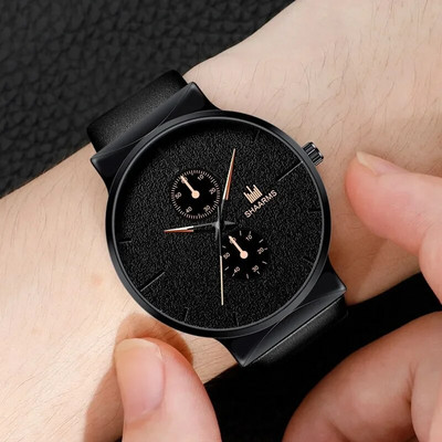 Ceasuri de lux pentru bărbați de modă, cadran, ceasuri sportive pentru afaceri, din piele, neagră, electronică, ceas pentru încheietura mâinii, cadou casual